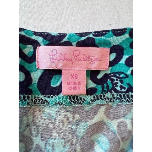 Lilly Pulitzer Womens size XS Blue Adalie Leopard Print Wrap Dress Short Sleeve - Picture 7 of 9